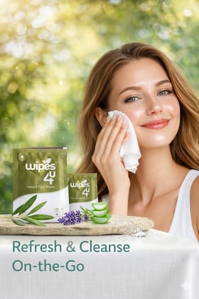 Wipes4u Individually Packed Face and Hand Wet Wipes Lemon ( 100 Wipes  )