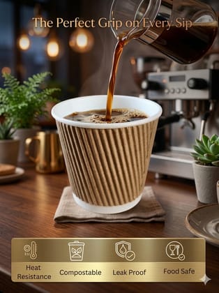 Ripple Paper Cup 150 ml ( 5 Oz ) for Hot and Cold Drinks 100 cups