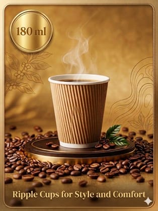 Ripple Paper Cup 180 ml ( 6 Oz ) for Hot and Cold Drinks 100 cups