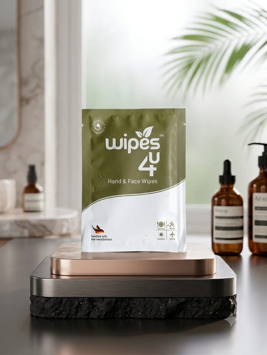 Wipes4u Individually Packed Face and Hand Wet Wipes Lemon ( 50 Wipes  )