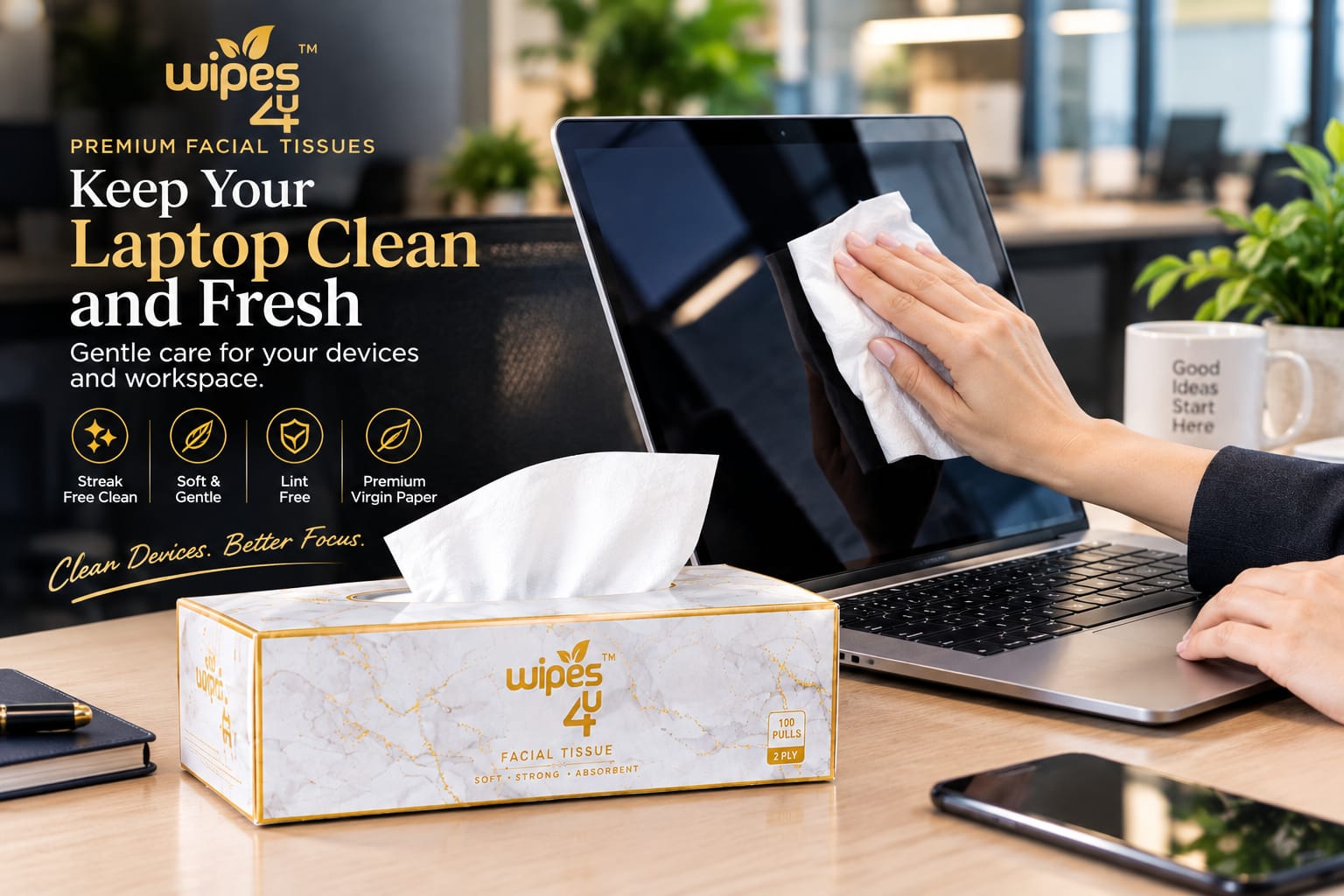 Premium Facial Tissue 100 Pulls (200 Sheets) 2 Packs